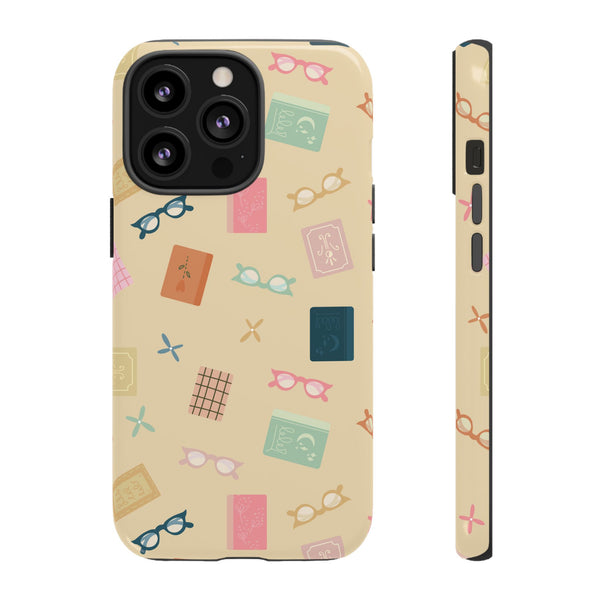 Phone Case: Books and Glasses on Yellow
