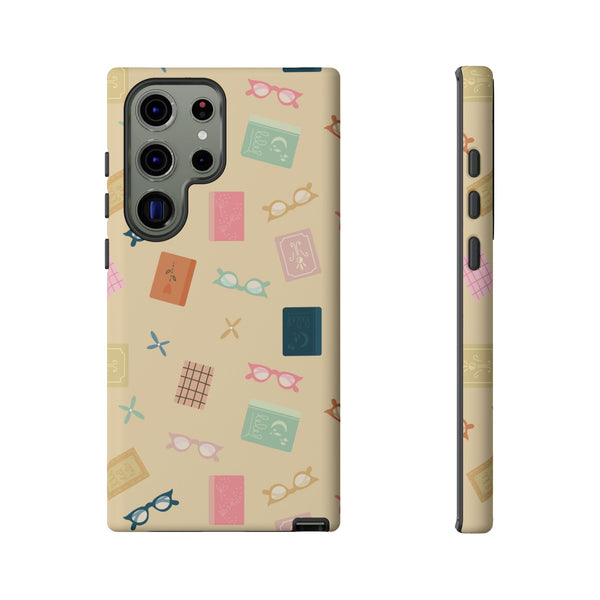 Phone Case: Books and Glasses on Yellow