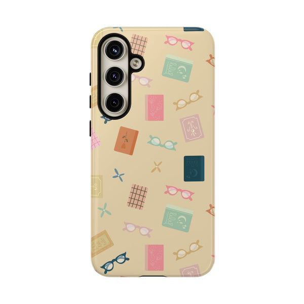 Phone Case: Books and Glasses on Yellow