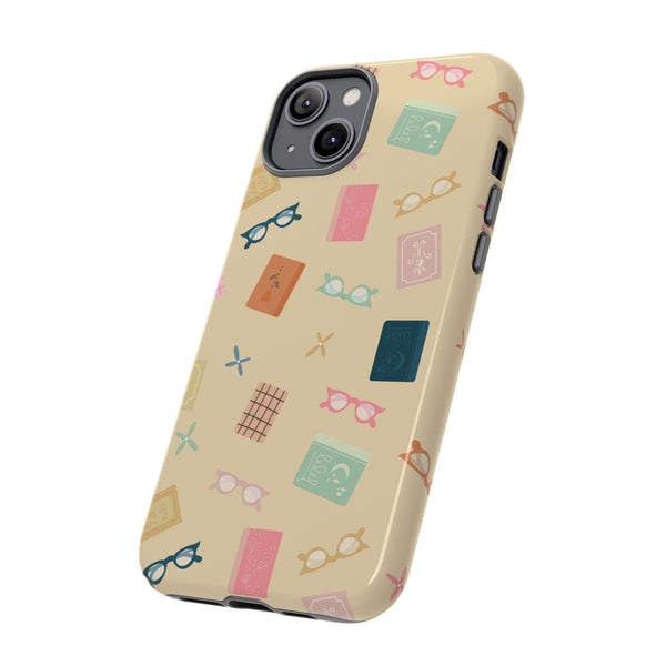 Phone Case: Books and Glasses on Yellow
