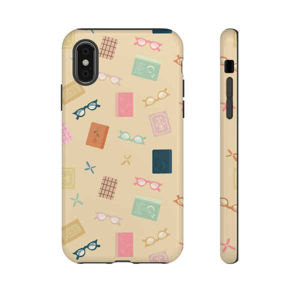 Phone Case: Books and Glasses on Yellow