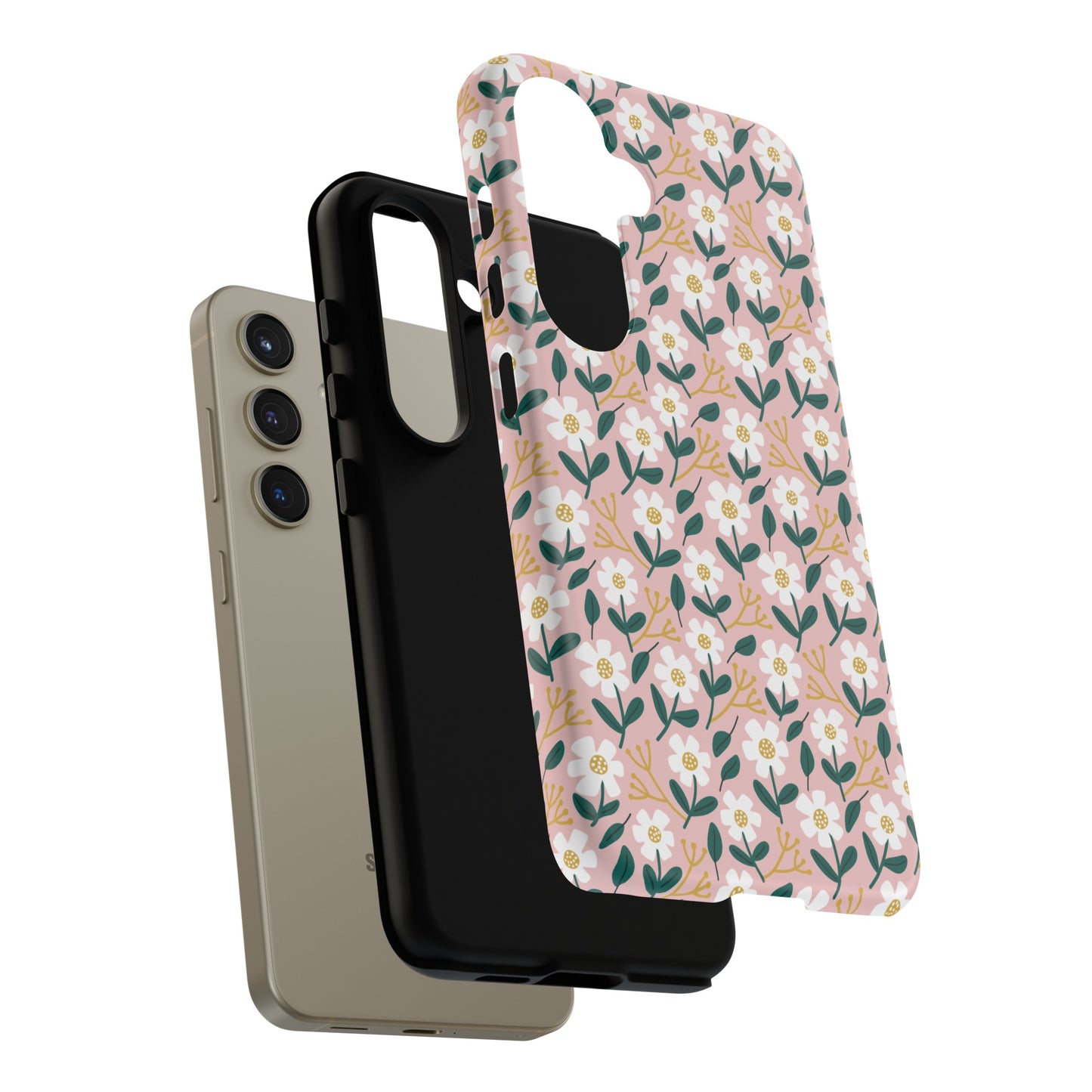 Phone Case: White Daisies on Pink