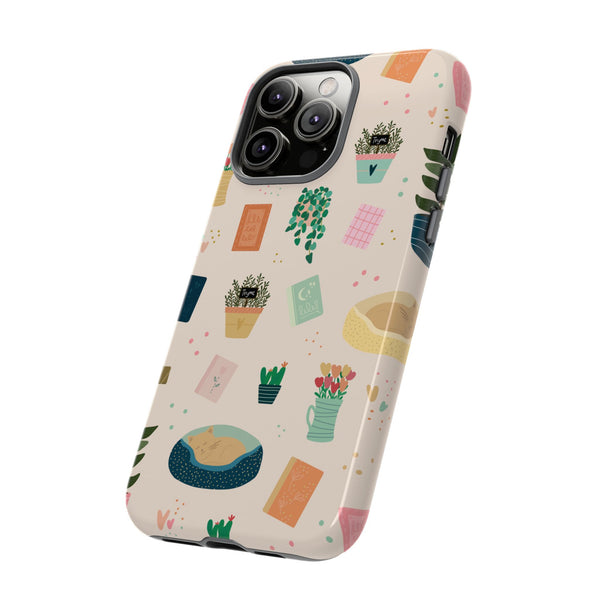 Phone Case: Book Shop Items on Cream