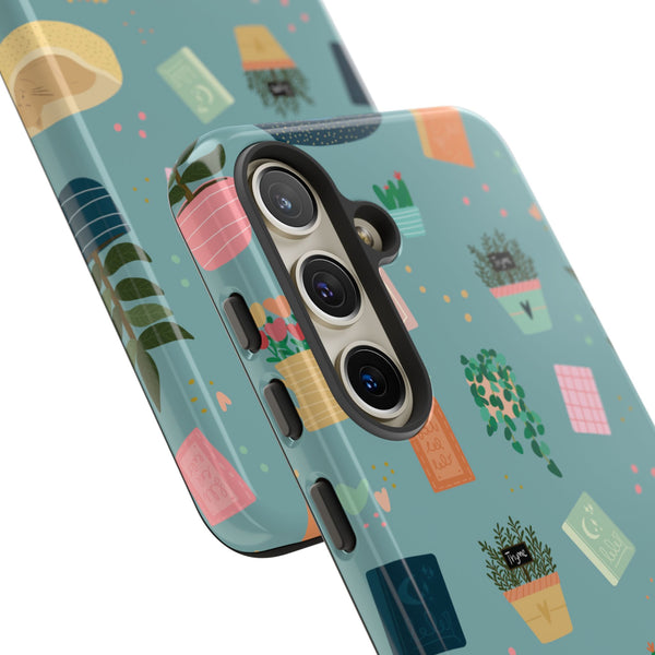 Phone Case: Book Shop Items on Blue