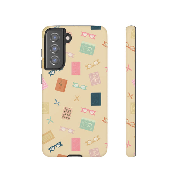 Phone Case: Books and Glasses on Yellow