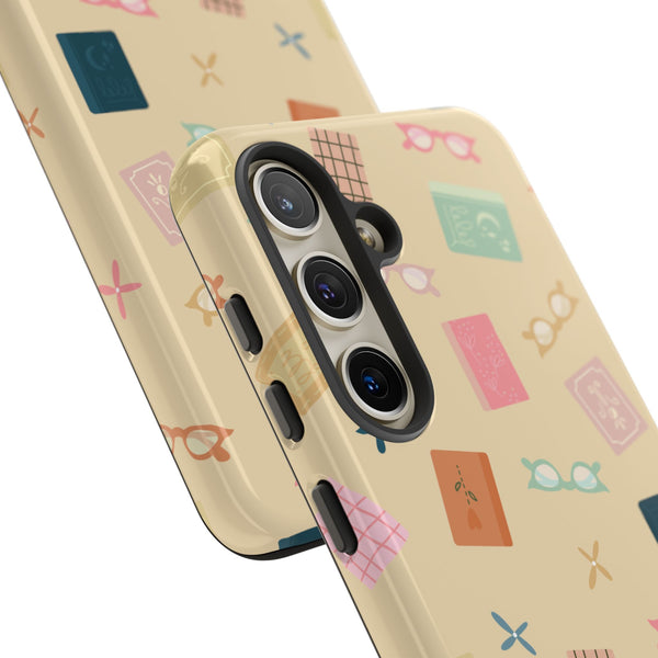 Phone Case: Books and Glasses on Yellow