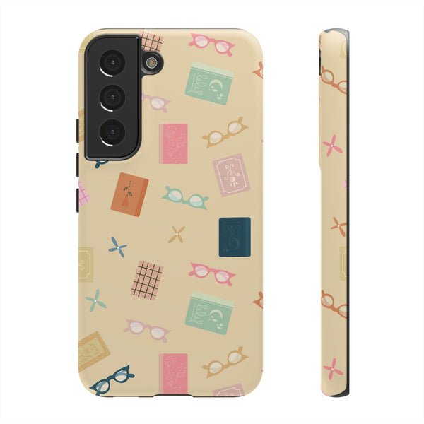 Phone Case: Books and Glasses on Yellow