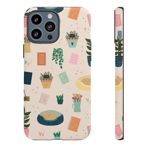 Phone Case: Book Shop Items on Cream
