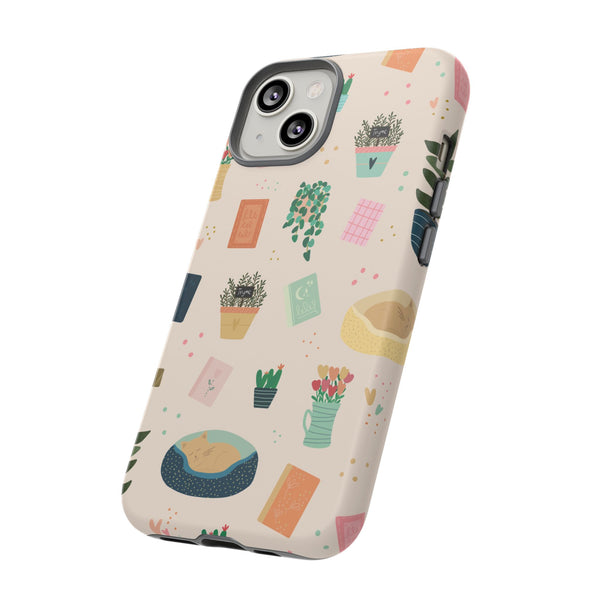 Phone Case: Book Shop Items on Cream