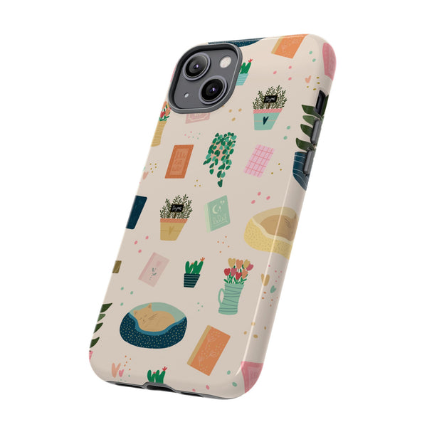 Phone Case: Book Shop Items on Cream