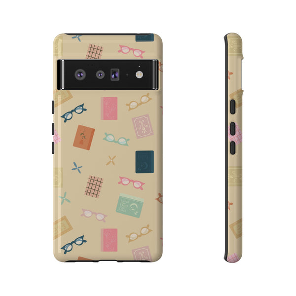 Phone Case: Books and Glasses on Yellow