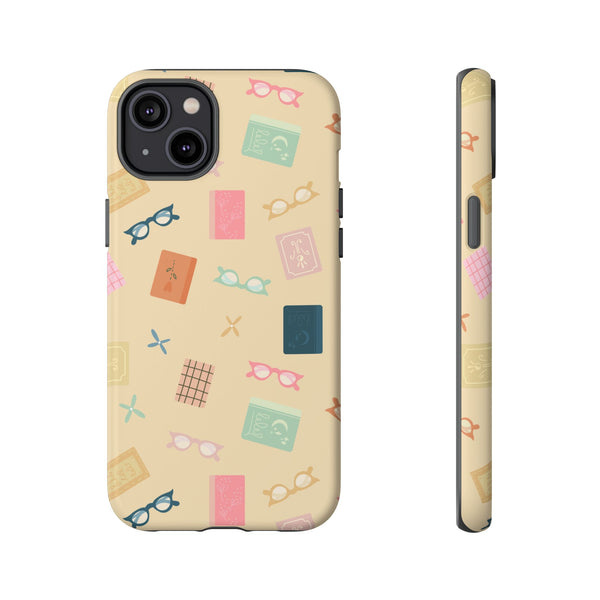 Phone Case: Books and Glasses on Yellow