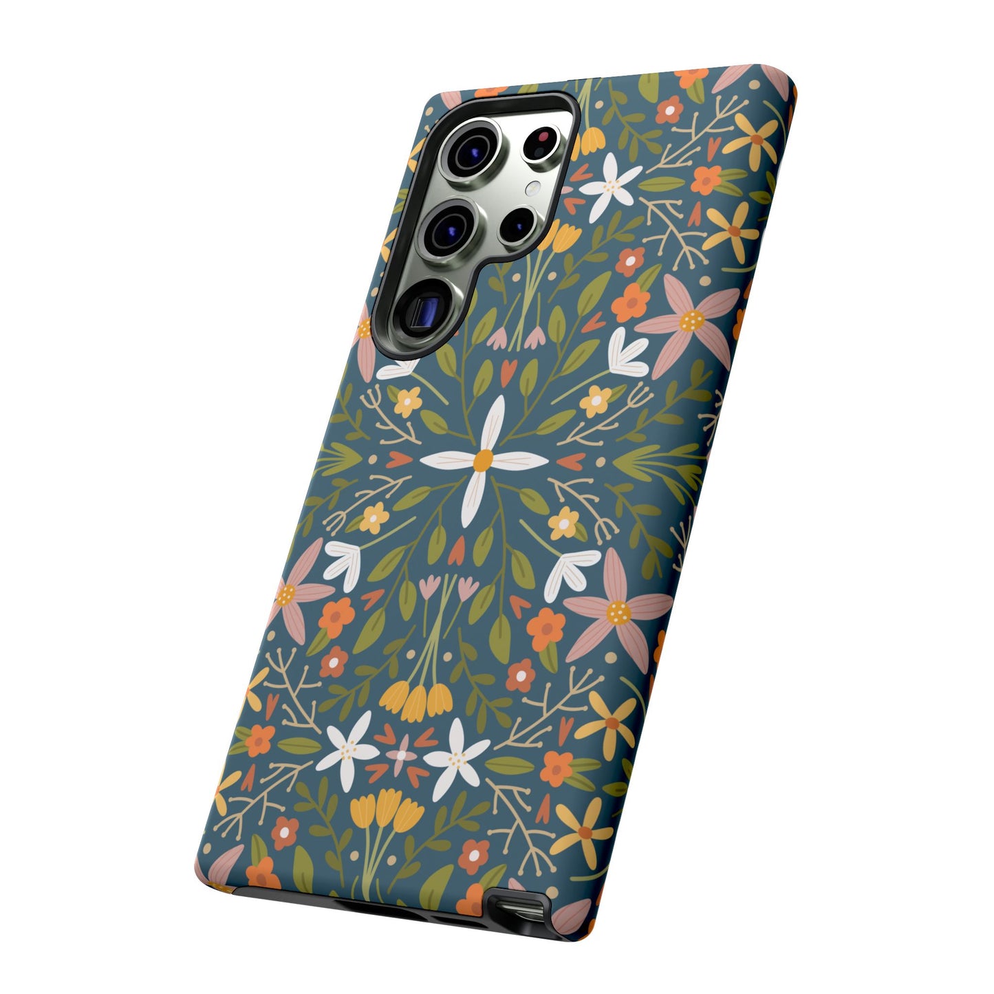 Phone Case: Florals on Blue