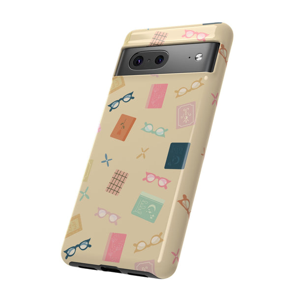 Phone Case: Books and Glasses on Yellow