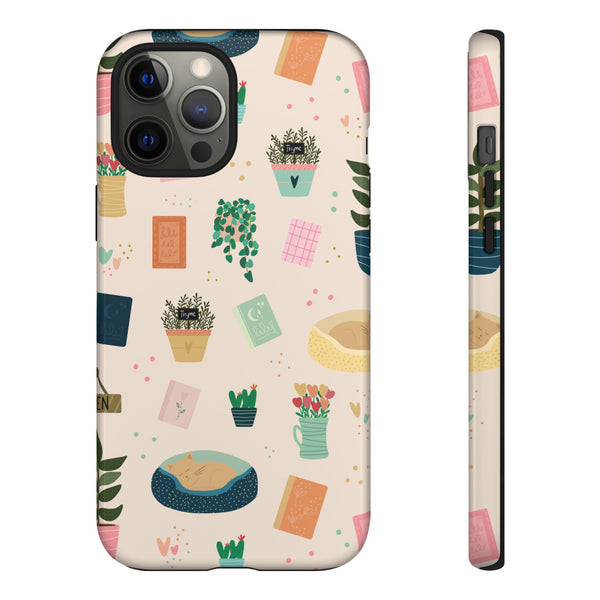 Phone Case: Book Shop Items on Cream