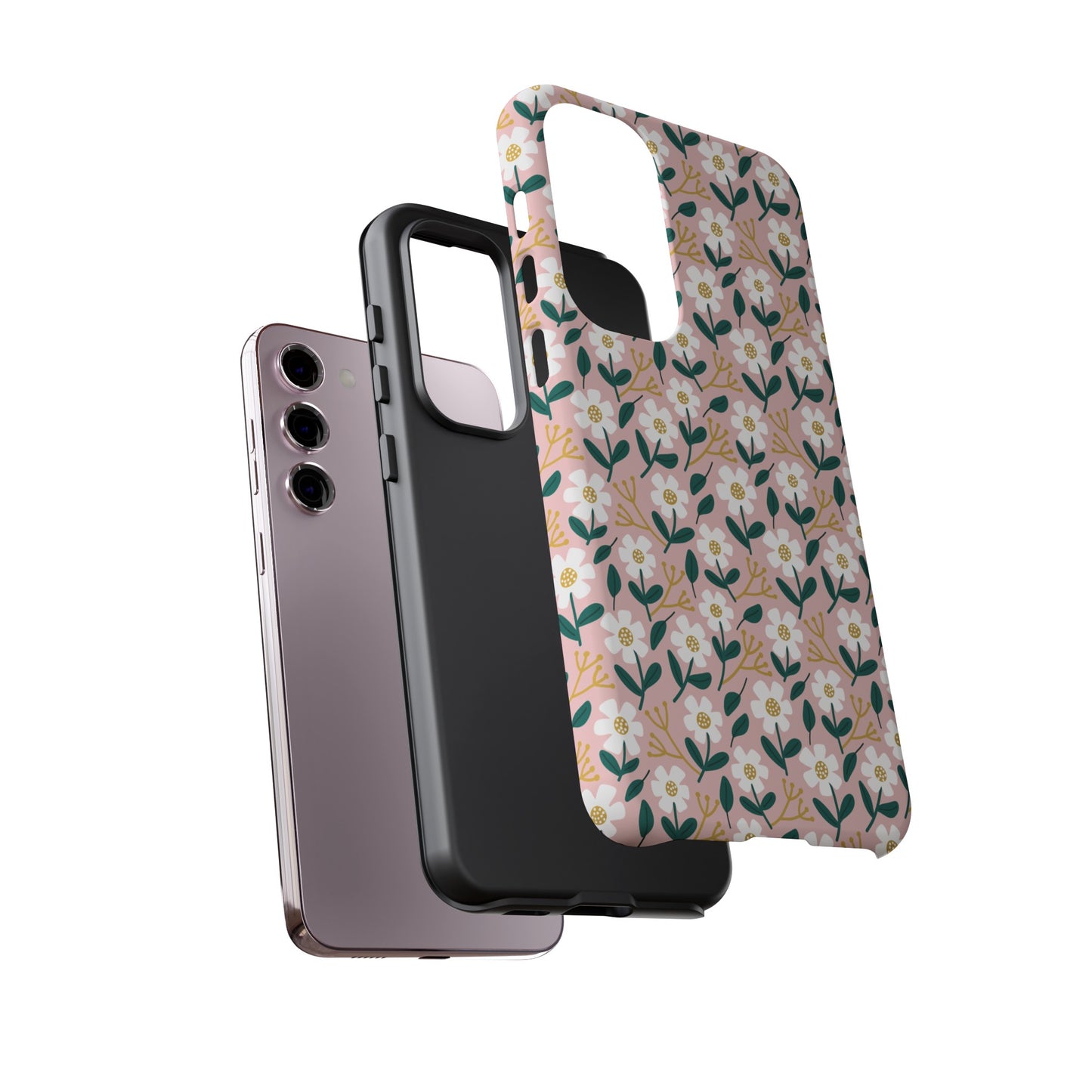 Phone Case: White Daisies on Pink