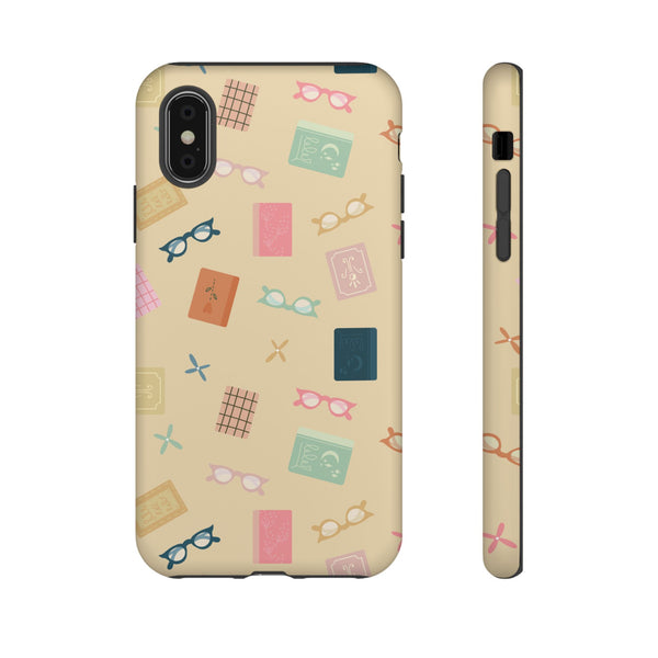 Phone Case: Books and Glasses on Yellow