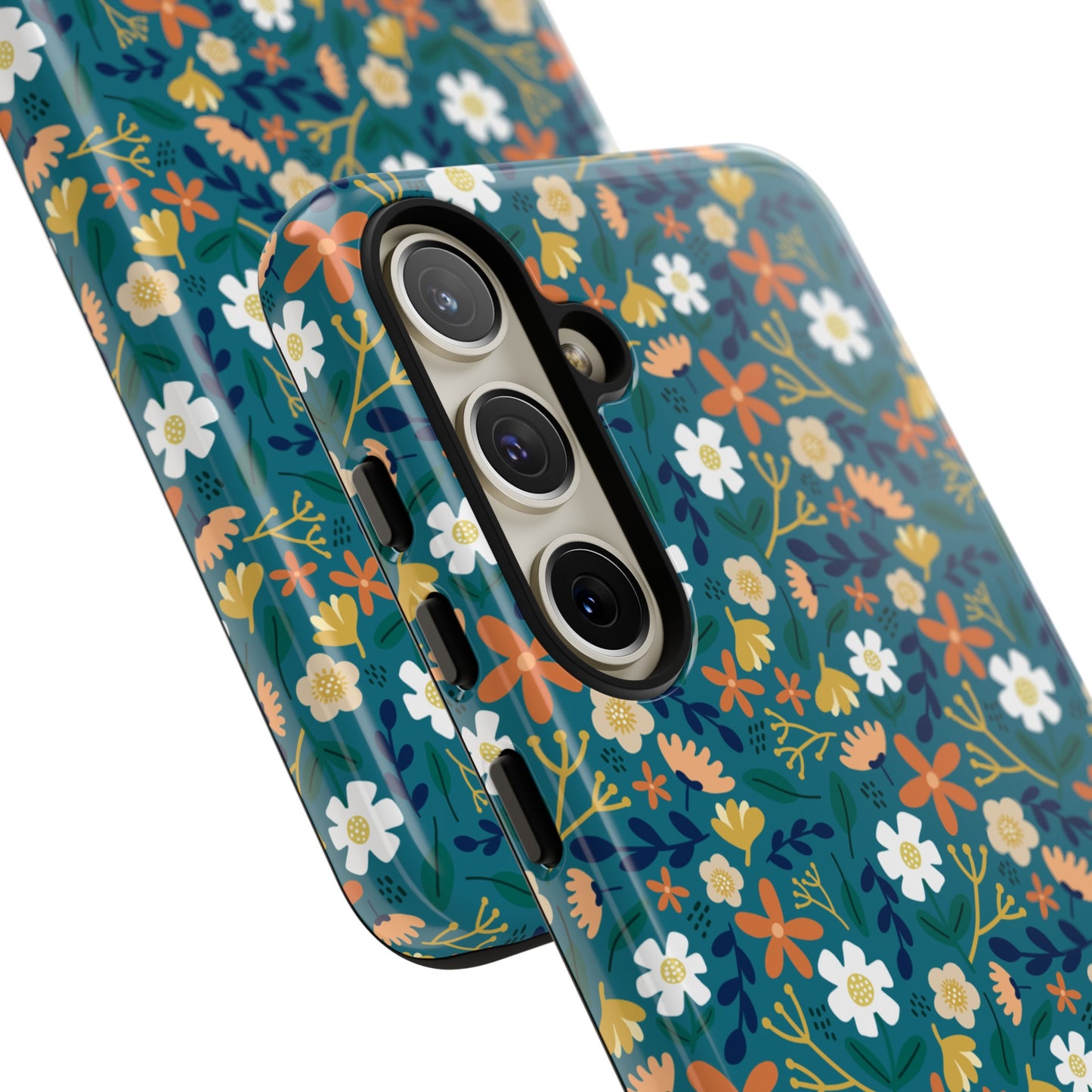 Phone Case: Florals on Teal