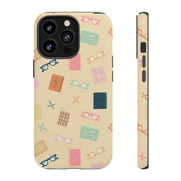 Phone Case: Books and Glasses on Yellow