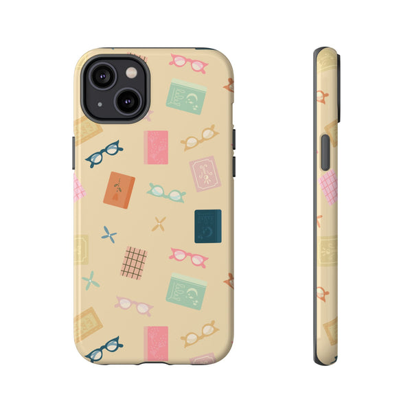 Phone Case: Books and Glasses on Yellow