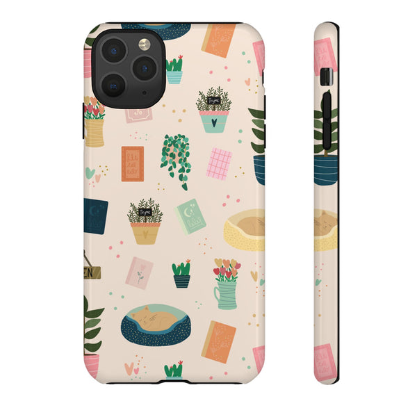 Phone Case: Book Shop Items on Cream