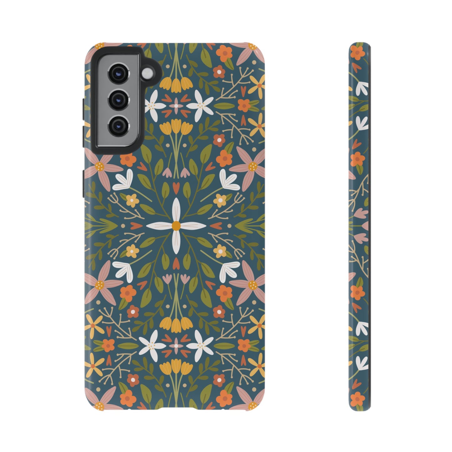 Phone Case: Florals on Blue