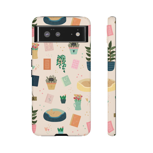 Phone Case: Book Shop Items on Cream