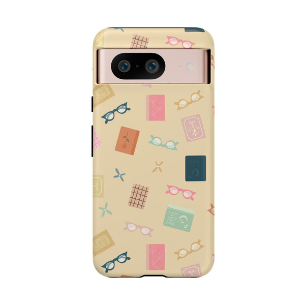 Phone Case: Books and Glasses on Yellow