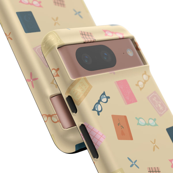 Phone Case: Books and Glasses on Yellow