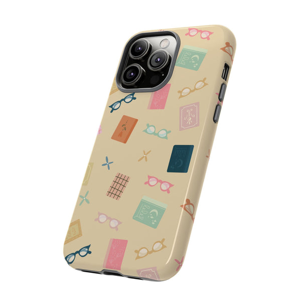 Phone Case: Books and Glasses on Yellow
