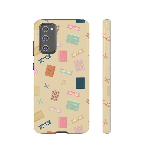Phone Case: Books and Glasses on Yellow