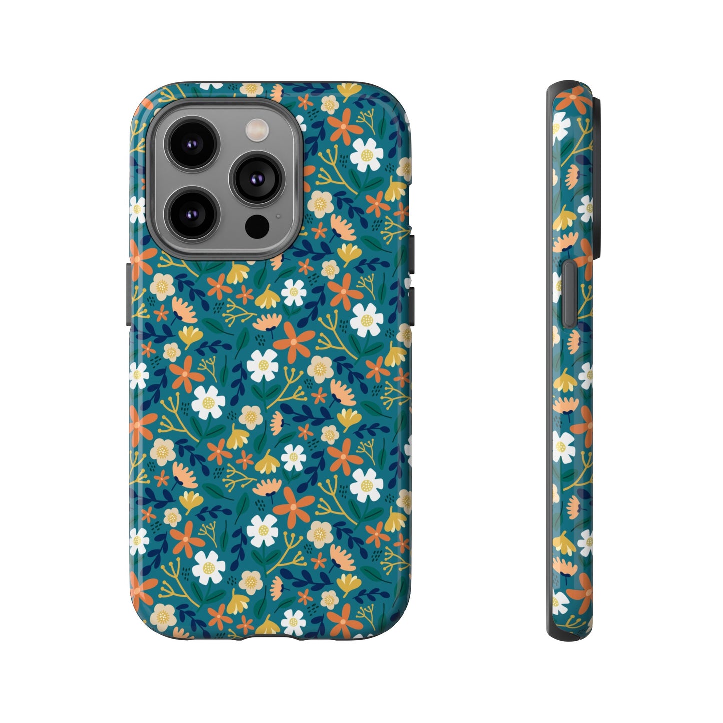 Phone Case: Florals on Teal