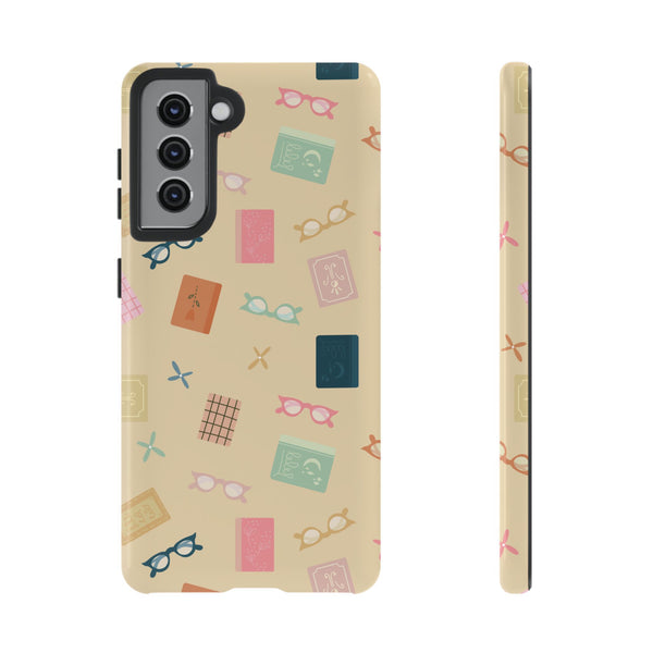 Phone Case: Books and Glasses on Yellow