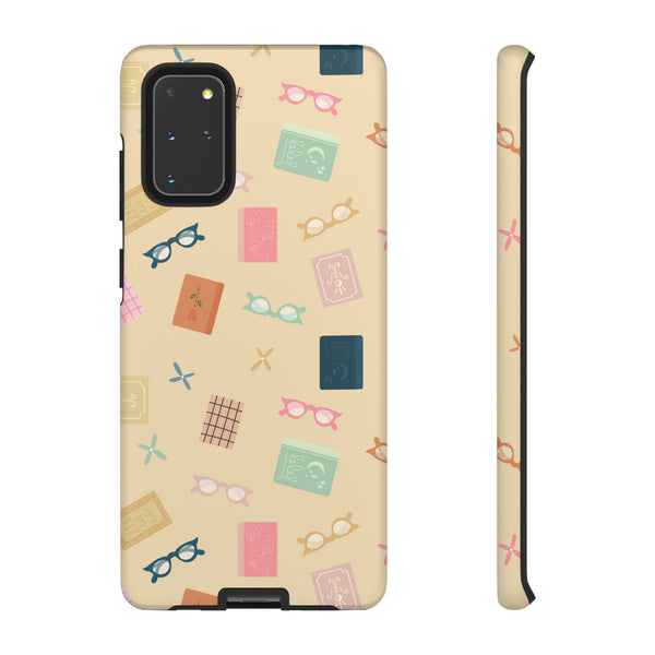 Phone Case: Books and Glasses on Yellow
