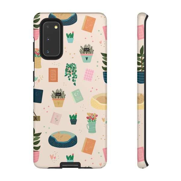 Phone Case: Book Shop Items on Cream