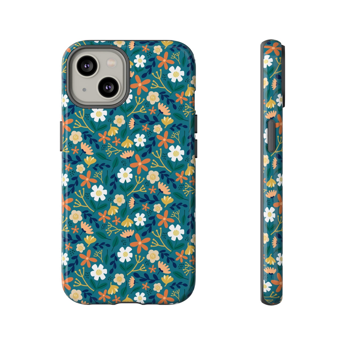 Phone Case: Florals on Teal