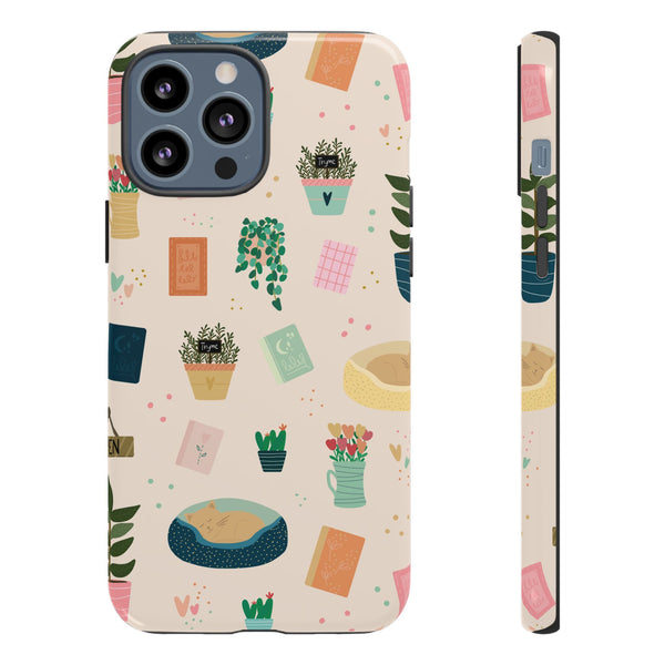 Phone Case: Book Shop Items on Cream