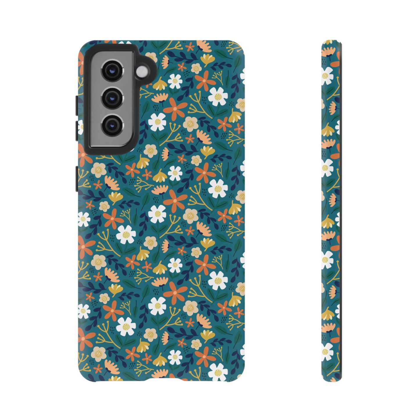 Phone Case: Florals on Teal