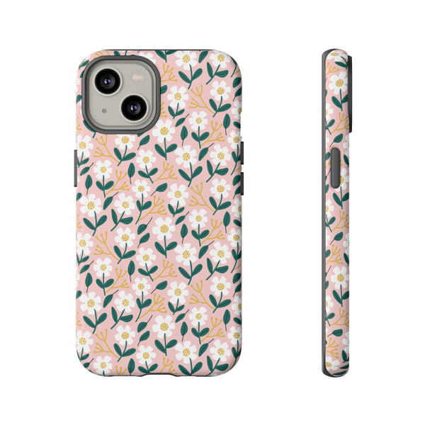 Phone Case: White Daisies on Pink
