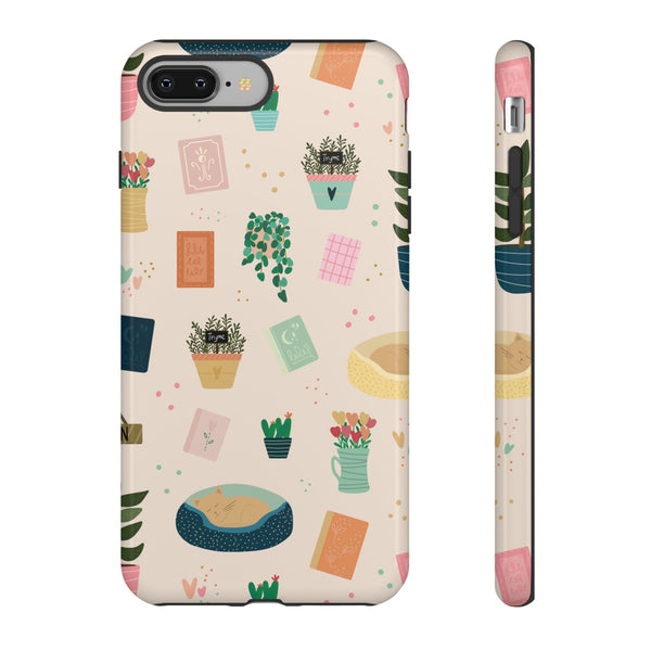 Phone Case: Book Shop Items on Cream