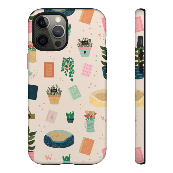 Phone Case: Book Shop Items on Cream