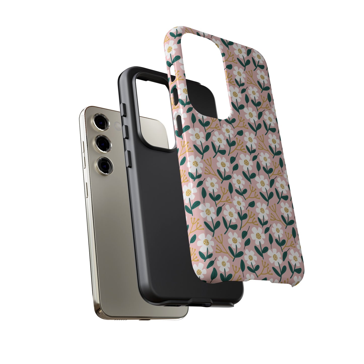 Phone Case: White Daisies on Pink