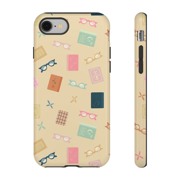 Phone Case: Books and Glasses on Yellow