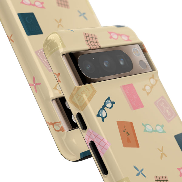 Phone Case: Books and Glasses on Yellow