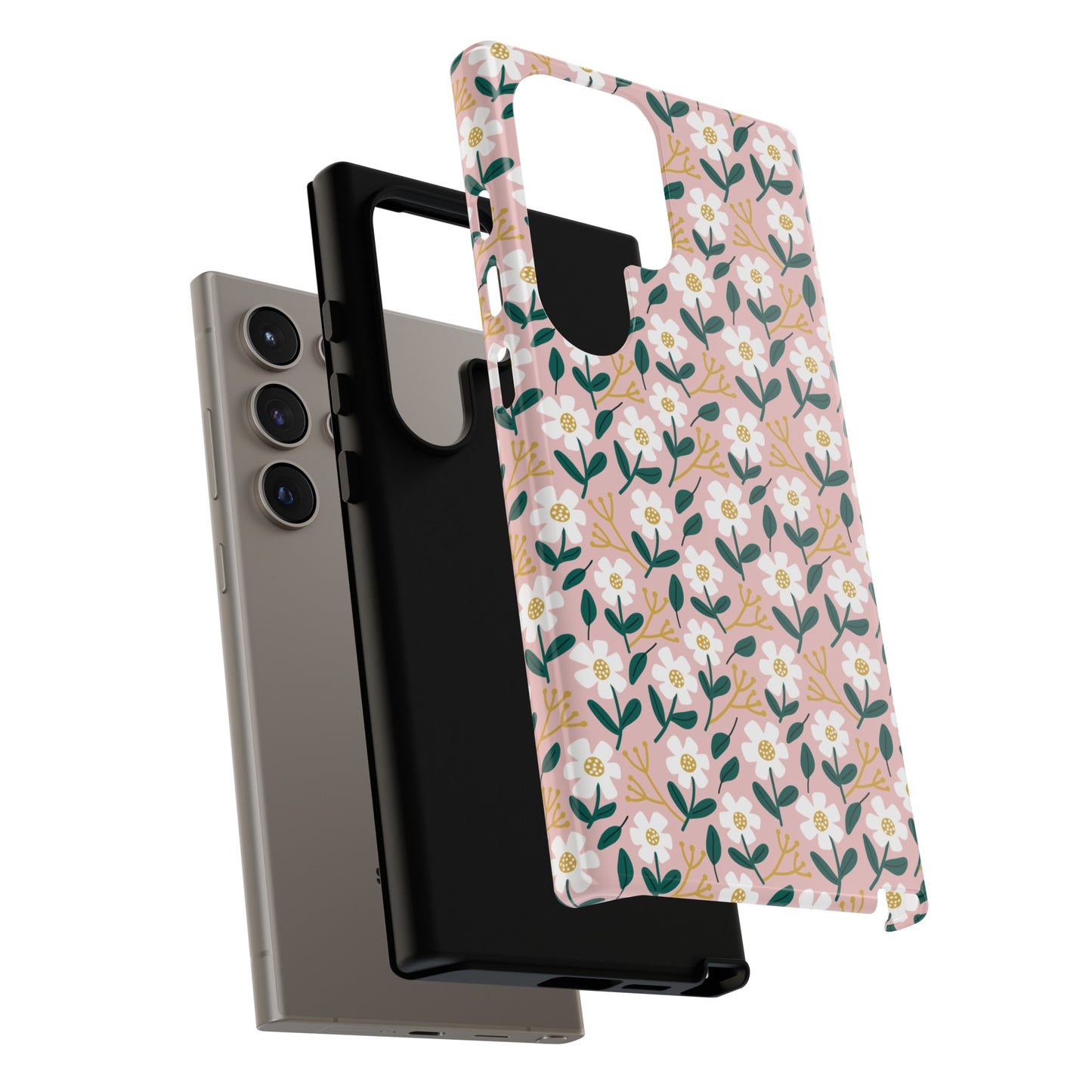 Phone Case: White Daisies on Pink