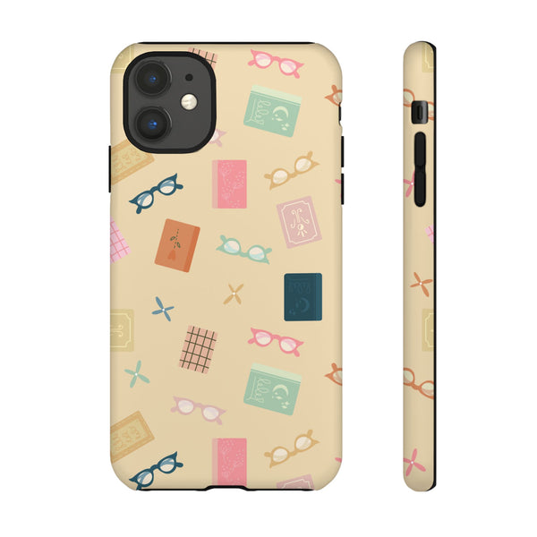 Phone Case: Books and Glasses on Yellow