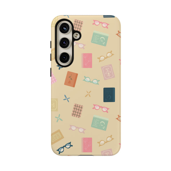 Phone Case: Books and Glasses on Yellow