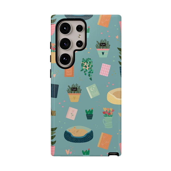 Phone Case: Book Shop Items on Blue