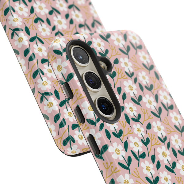 Phone Case: White Daisies on Pink