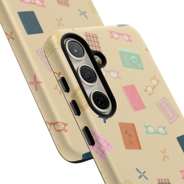Phone Case: Books and Glasses on Yellow